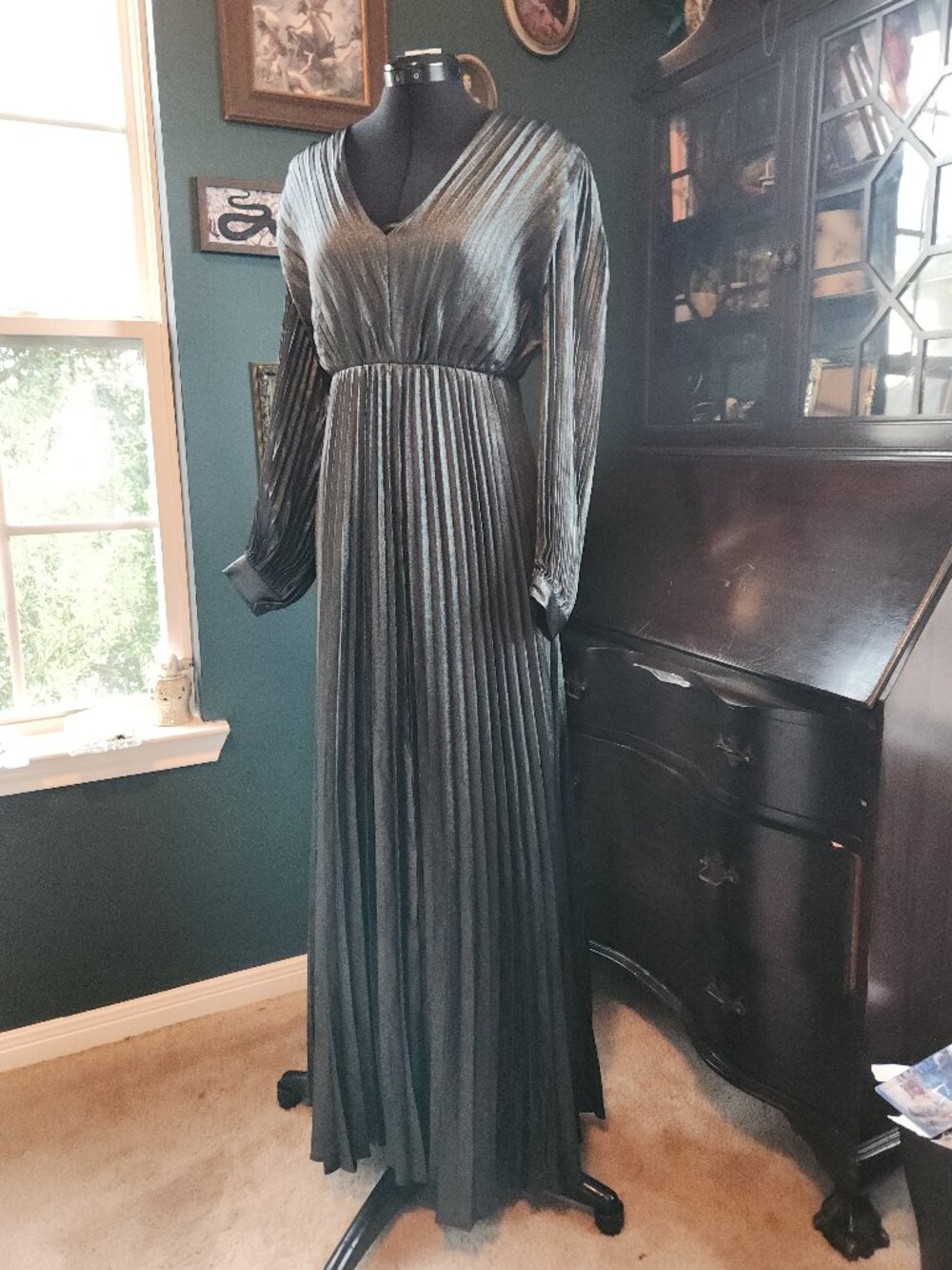 NWT Express Pleated Maxi Dress - Metallic Sheen